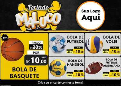 Modelo de Encarte para Encarte A4 Horizontal com o tema Feriado Maluco para Artigos Esportivos