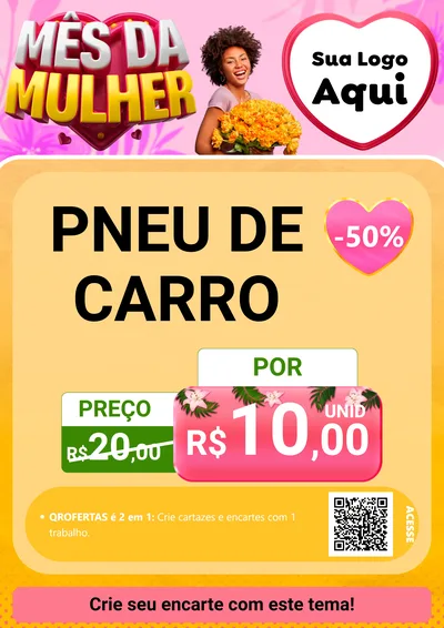 Modelo de Cartaz para Cartaz A4 Vertical com o tema Mês da Mulher para Auto peças