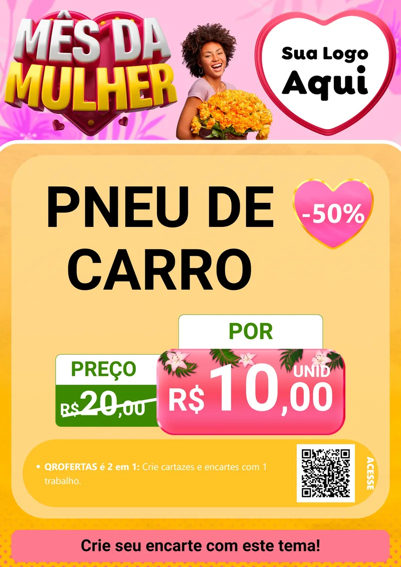 Modelo de Cartaz para Cartaz A4 Vertical com o tema Mês da Mulher para Auto peças