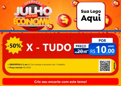 Modelo de Cartaz para Cartaz A4 Horizontal com o tema Operação Julho Com Mais Economia para Hamburgueria