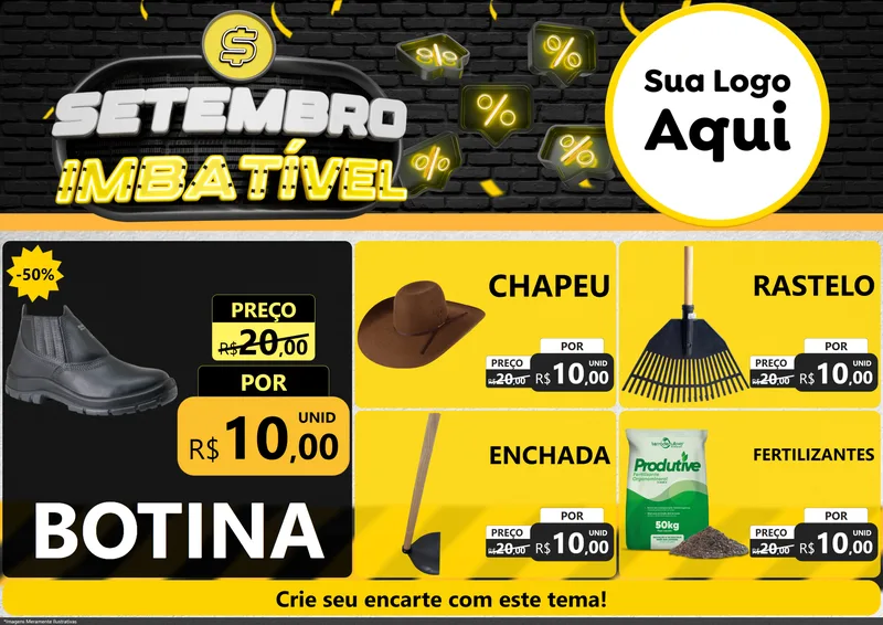 Modelo de Encarte para Encarte A4 Horizontal com o tema Setembro Imbatível para Agropecuária