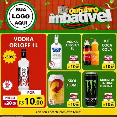 Modelo de Rede Social para Feed Facebook com o tema Outubro Imbatível para Distribuidora de bebidas