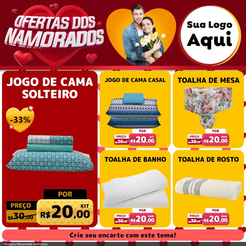 Modelo de Rede Social para Feed Facebook com o tema Ofertas Dos Namorados para Cama, Mesa e Banho