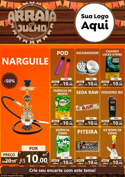 Modelo de Encarte para Encarte A4 Vertical com o tema Arraiá de Julho - Junina para Tabacaria