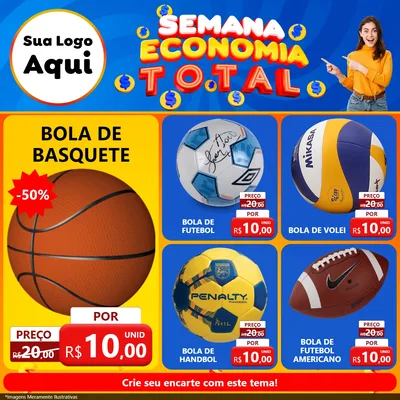 Modelo de Rede Social para Feed Facebook com o tema Semana Economia Total para Artigos Esportivos