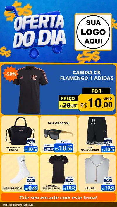 Modelo de Rede Social para Stories com o tema Oferta do Dia para Roupas e acessórios
