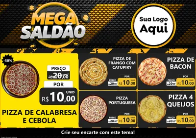 Modelo de Encarte para Encarte A4 Horizontal com o tema Mega Saldão para Pizzaria