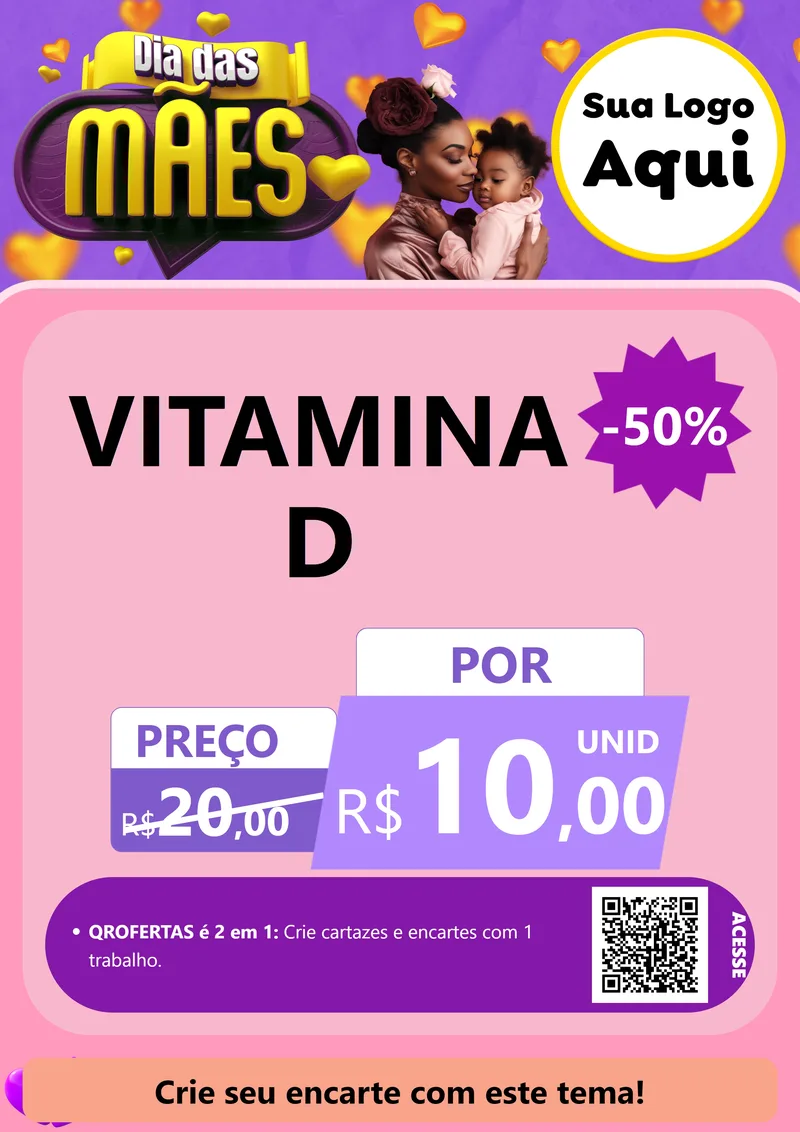 Modelo de Cartaz para Cartaz A4 Vertical com o tema Dia das Mães para Farmácia