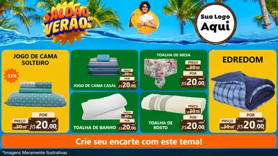 Modelo de TV para TV Horizontal com o tema Saldão de Verão para Cama, Mesa e Banho