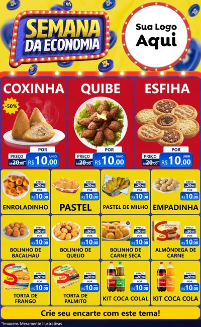 Modelo de Encarte para Encarte Grande com o tema Semana da Economia para Salgadaria