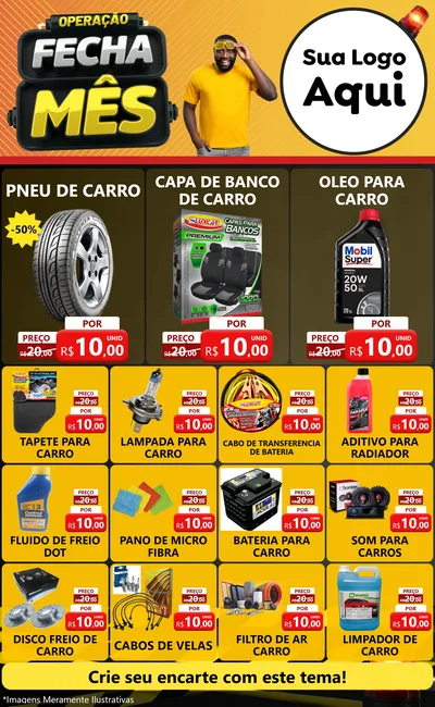 Modelo de Encarte para Encarte Grande com o tema Operação Fecha Mês para Auto peças