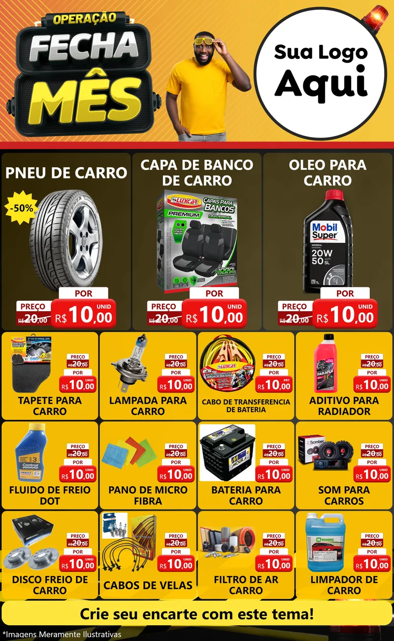 Modelo de Encarte para Encarte Grande com o tema Operação Fecha Mês para Auto peças
