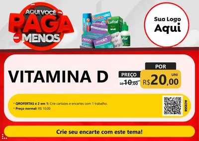 Modelo de Cartaz para Cartaz A4 Horizontal com o tema Aqui você paga menos para Farmácia