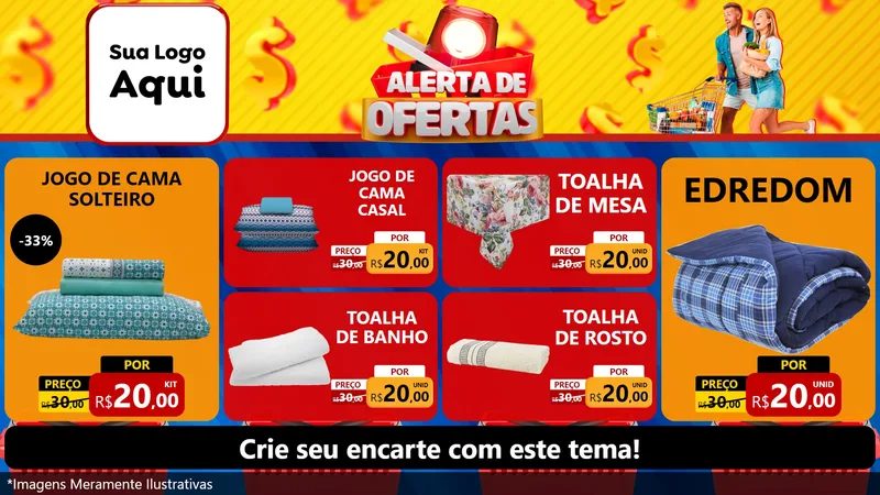 Modelo de TV para TV Horizontal com o tema Alerta de Ofertas para Cama, Mesa e Banho