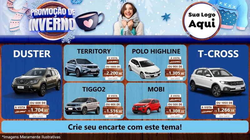 Modelo de TV para TV Horizontal com o tema Promoção de Inverno para Concessionaria de Carros