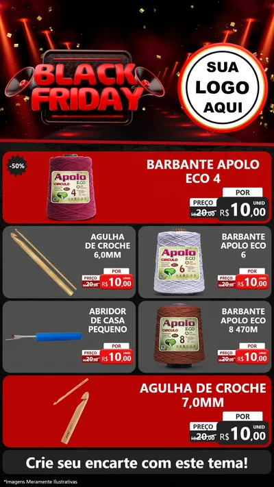 Modelo de TV para TV Vertical com o tema Black Friday para Armarinho e Aviamentos