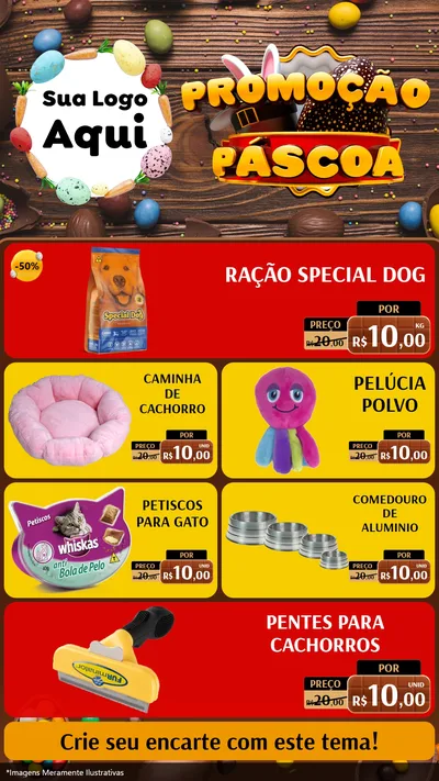 Modelo de TV para TV Vertical com o tema Promoção Páscoa para Pet Shop