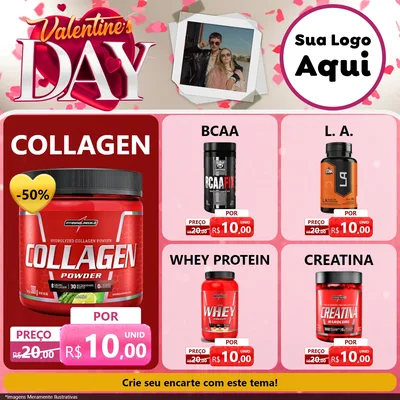 Modelo de Rede Social para Feed Facebook com o tema Valentine's Day para Suplementos alimentares