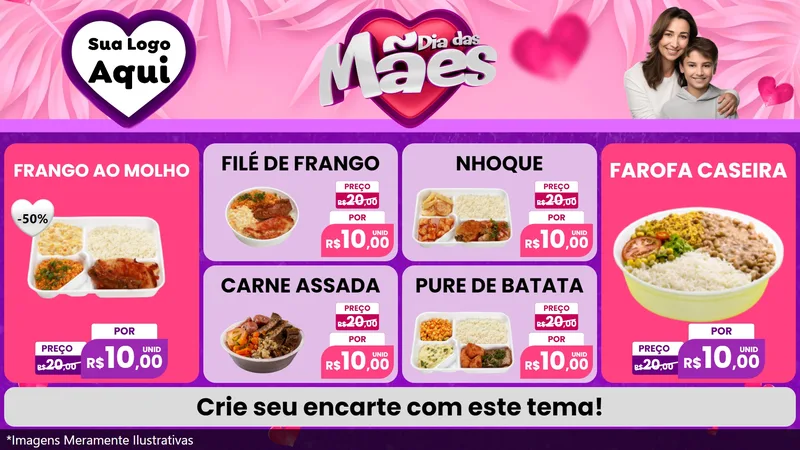 Modelo de TV para TV Horizontal com o tema Dia das Mães para Restaurante