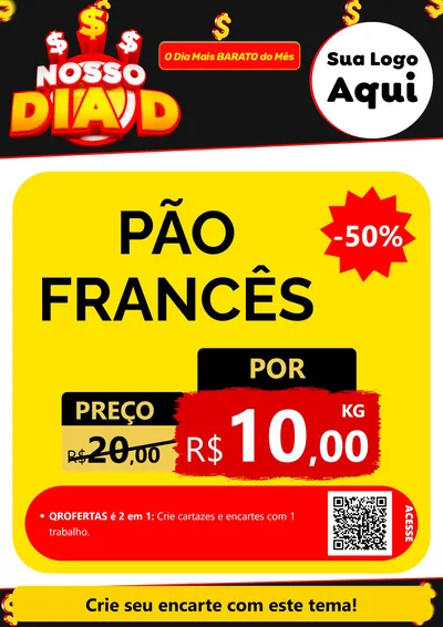 Modelo de Cartaz para Cartaz A4 Vertical com o tema Nosso Dia D para Padaria