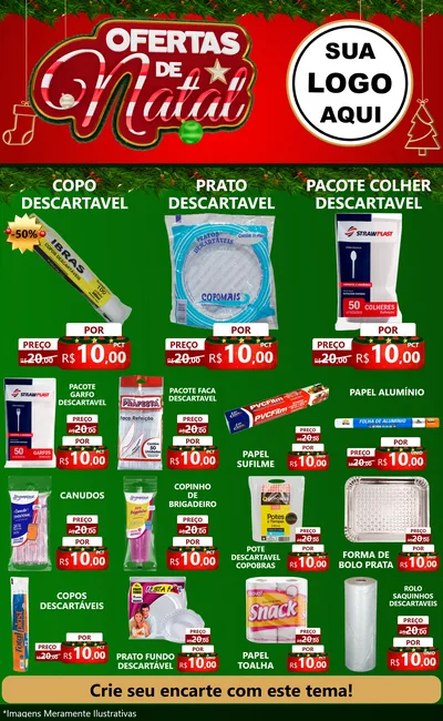 Modelo de Encarte para Encarte Grande com o tema Ofertas de Natal para Embalagens