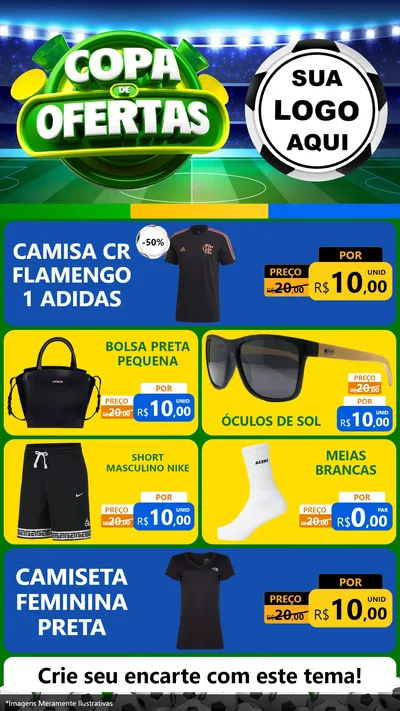 Modelo de TV para TV Vertical com o tema Copa de Ofertas para Roupas e acessórios