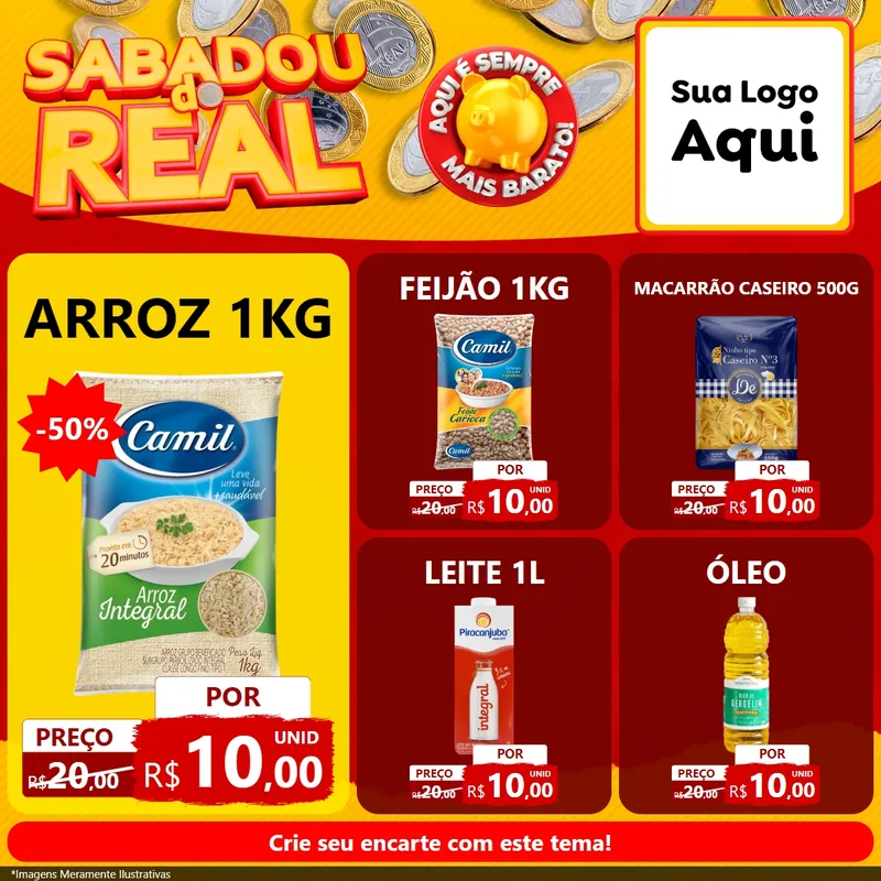 Modelo de Rede Social para Feed Facebook com o tema Sabadou do Real para Supermercado