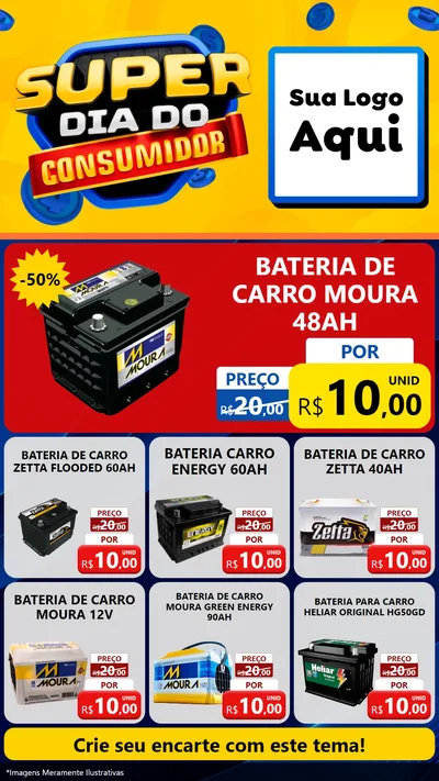 Modelo de Rede Social para Stories com o tema Super Dia do Consumidor para Baterias Elétricas
