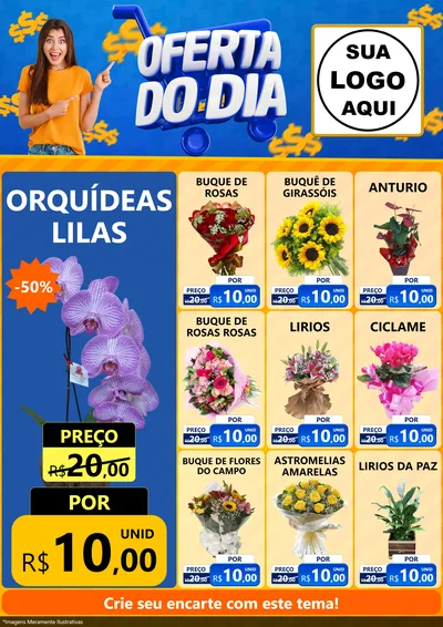 Modelo de Encarte para Encarte A4 Vertical com o tema Oferta do Dia para Floricultura e jardim