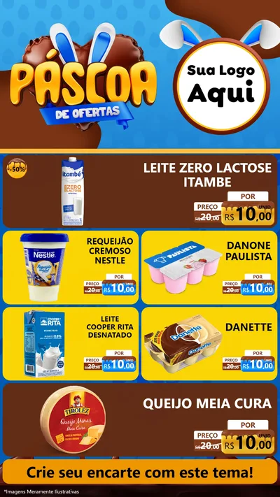 Modelo de TV para TV Vertical com o tema Páscoa de Ofertas para Frios e Laticínios