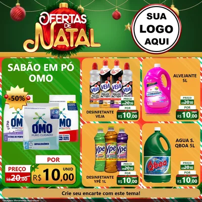 Modelo de Rede Social para Feed Facebook com o tema Ofertas de Natal para Produtos de Limpeza