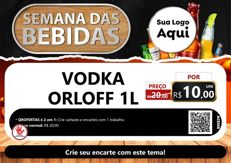 Modelo de Cartaz para Cartaz A4 Horizontal com o tema Semana das Bebidas para Distribuidora de bebidas