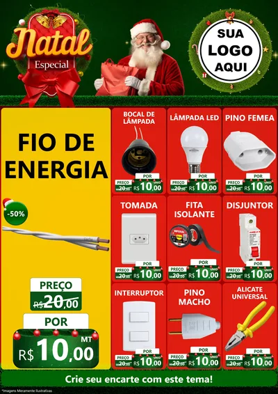 Modelo de Encarte para Encarte A4 Vertical com o tema Natal Especial para Materiais Elétricos
