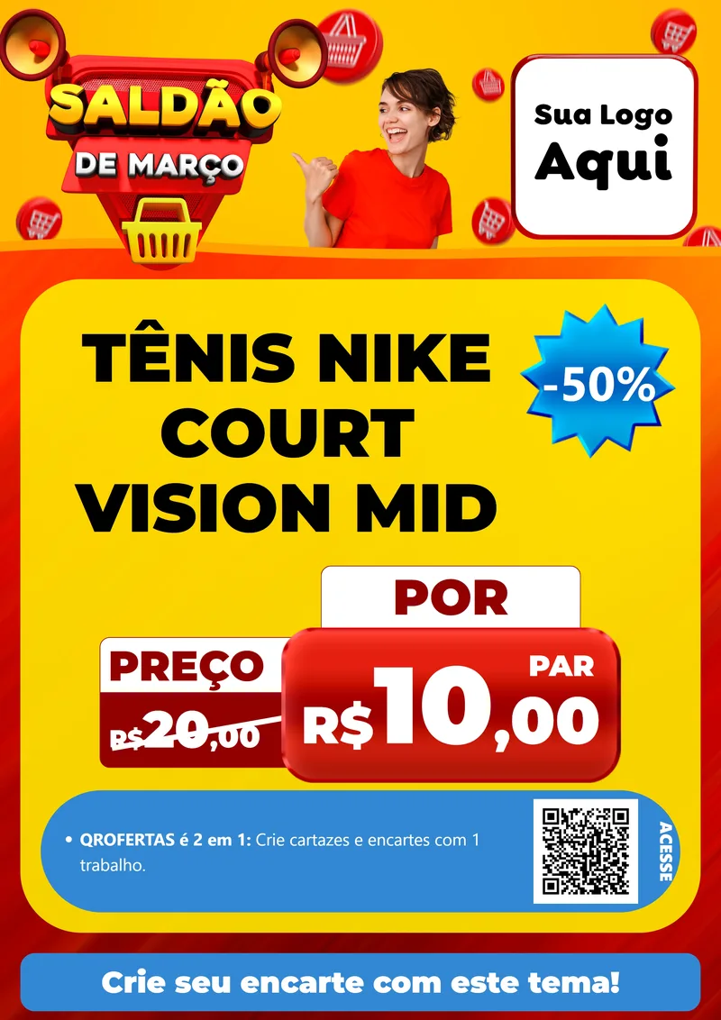 Modelo de Cartaz para Cartaz A4 Vertical com o tema Saldão de Março para Calçados