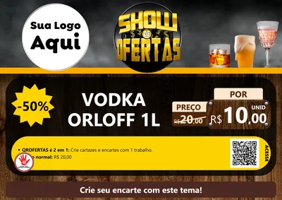Modelo de Cartaz para Cartaz A4 Horizontal com o tema Show de Ofertas - Bebidas para Distribuidora de bebidas
