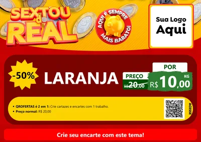 Modelo de Cartaz para Cartaz A4 Horizontal com o tema Sextou do Real para Hortifrúti