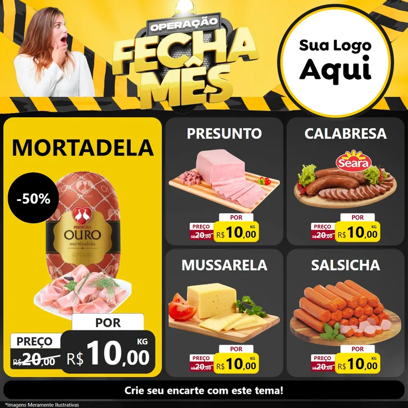 Modelo de Rede Social para Feed Facebook com o tema Operação Fecha Mês para Frios e Laticínios