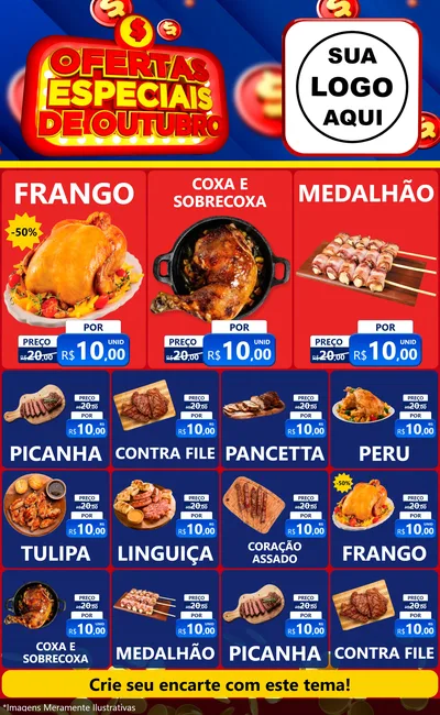 Modelo de Encarte para Encarte Grande com o tema Ofertas Especiais de Outubro para Assados