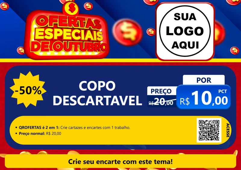 Modelo de Cartaz para Cartaz A4 Horizontal com o tema Ofertas Especiais de Outubro para Embalagens