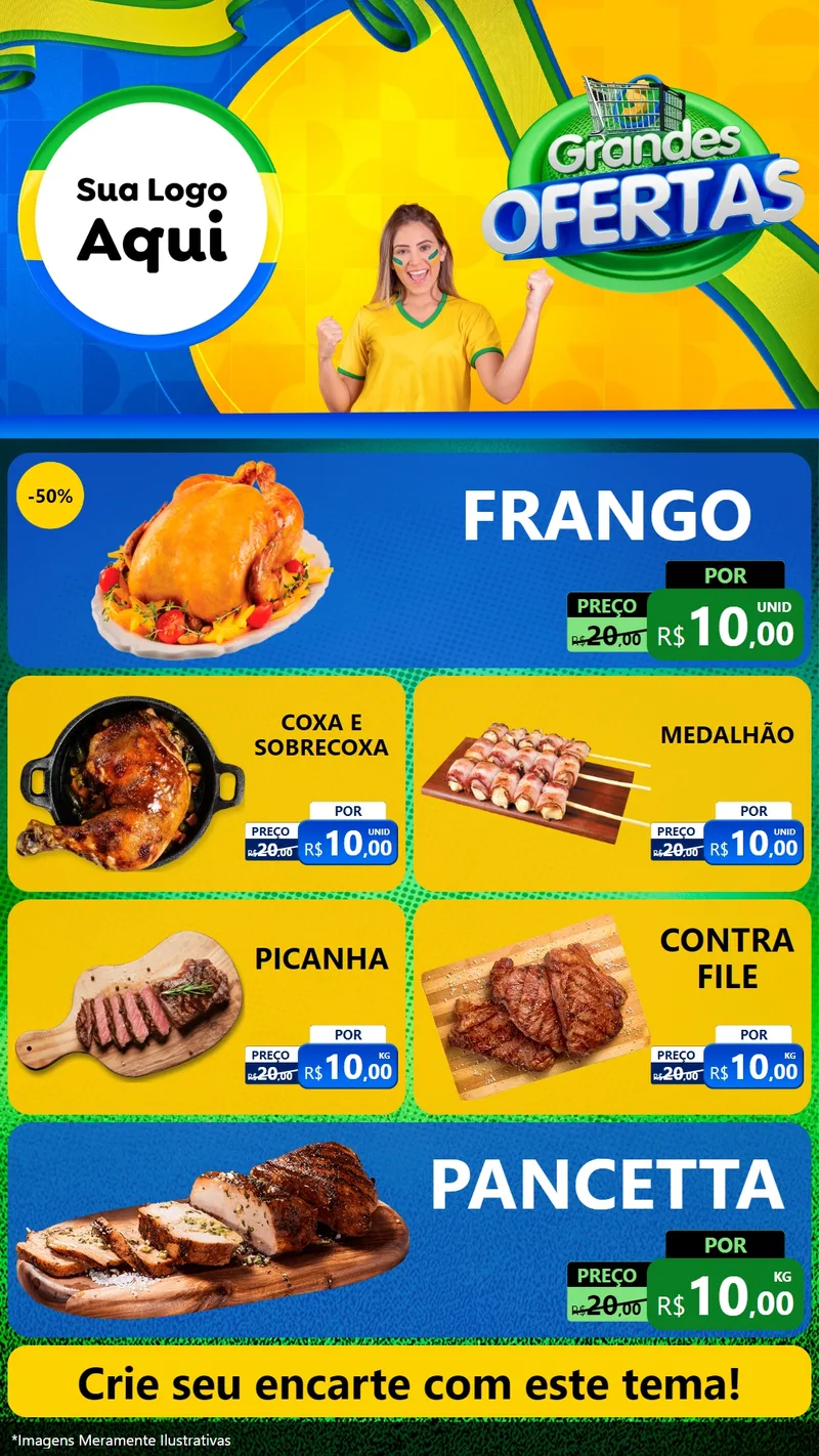 Modelo de TV para TV Vertical com o tema Grandes Ofertas para Assados