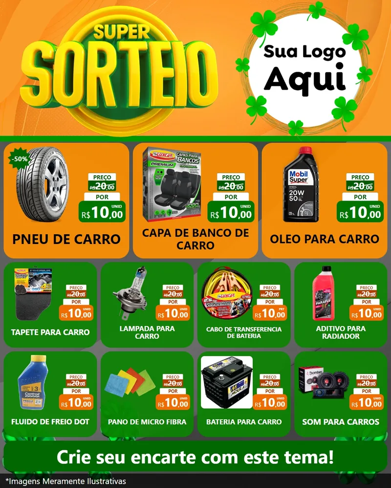 Modelo de Rede Social para Feed Instagram com o tema Super Sorteio para Auto peças