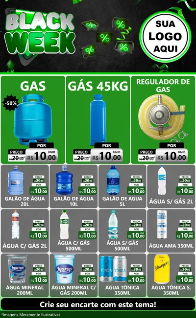 Modelo de Encarte para Encarte Grande com o tema Black Week para Água e gás