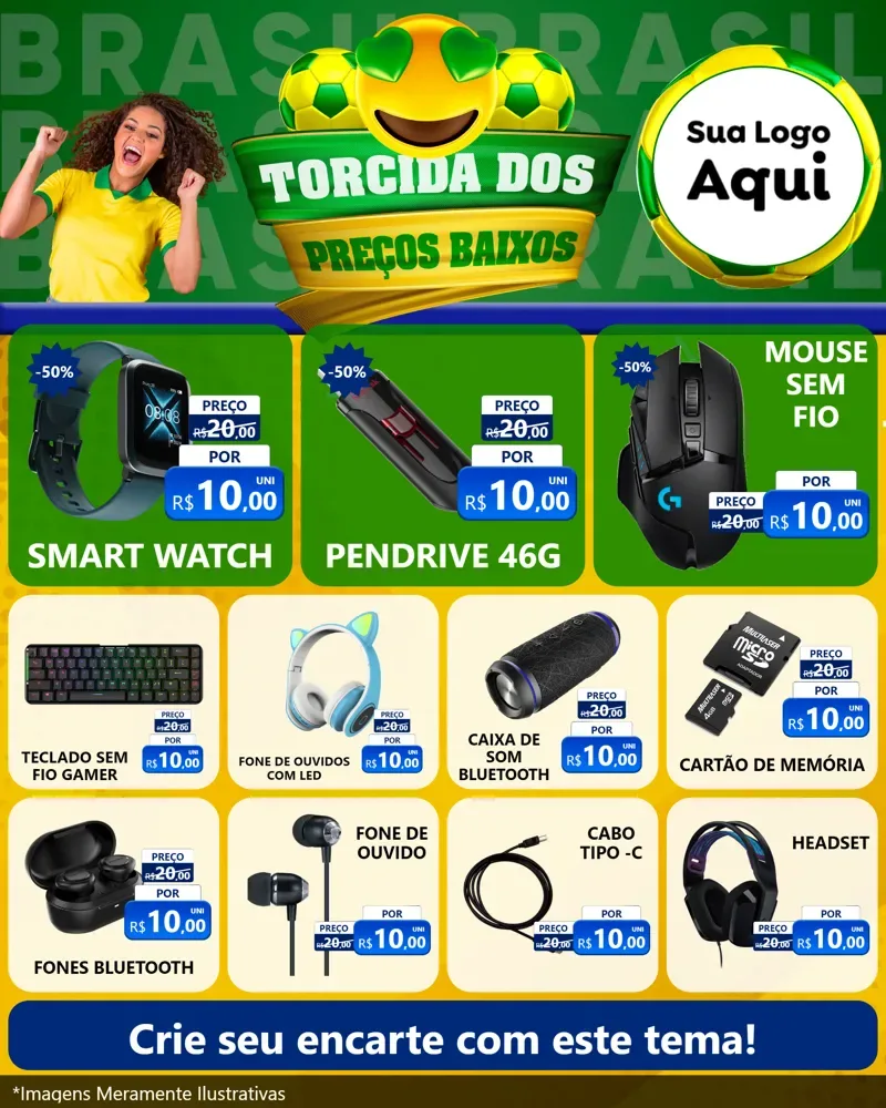 Modelo de Rede Social para Feed Instagram com o tema Torcida dos Preços Baixos - Copa para Informática