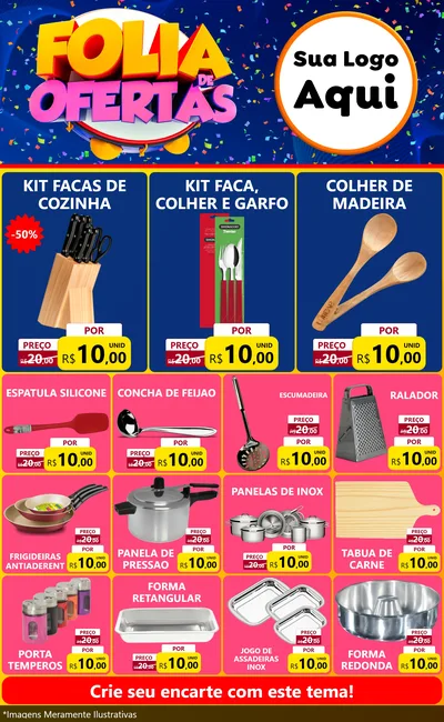 Modelo de Encarte para Encarte Grande com o tema Folia de Ofertas para Utilidades Domésticas