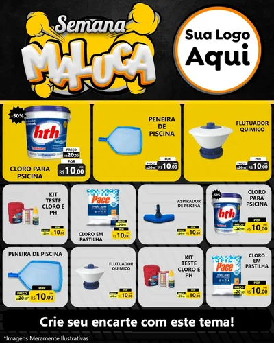 Modelo de Rede Social para Feed Instagram com o tema Semana Maluca para Produtos para Piscina