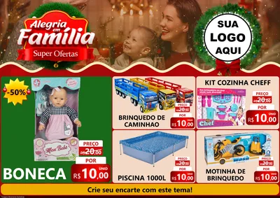 Modelo de Encarte para Encarte A4 Horizontal com o tema Alegria Em Família - Super Ofertas para Brinquedos