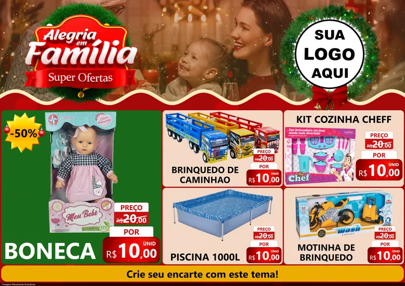 Modelo de Encarte para Encarte A4 Horizontal com o tema Alegria Em Família - Super Ofertas para Brinquedos