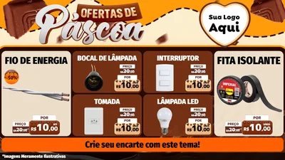 Modelo de TV para TV Horizontal com o tema Ofertas de Páscoa para Materiais Elétricos