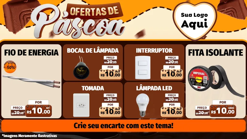 Modelo de TV para TV Horizontal com o tema Ofertas de Páscoa para Materiais Elétricos