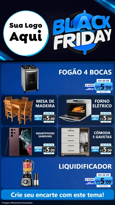 Modelo de TV para TV Vertical com o tema Black Friday para Móveis e Eletro